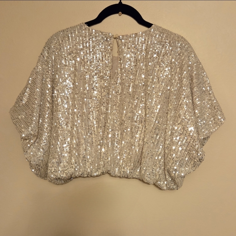 NWT Endless Rose Sequin Puff Sleeve Crop Top - Picture 7 of 9